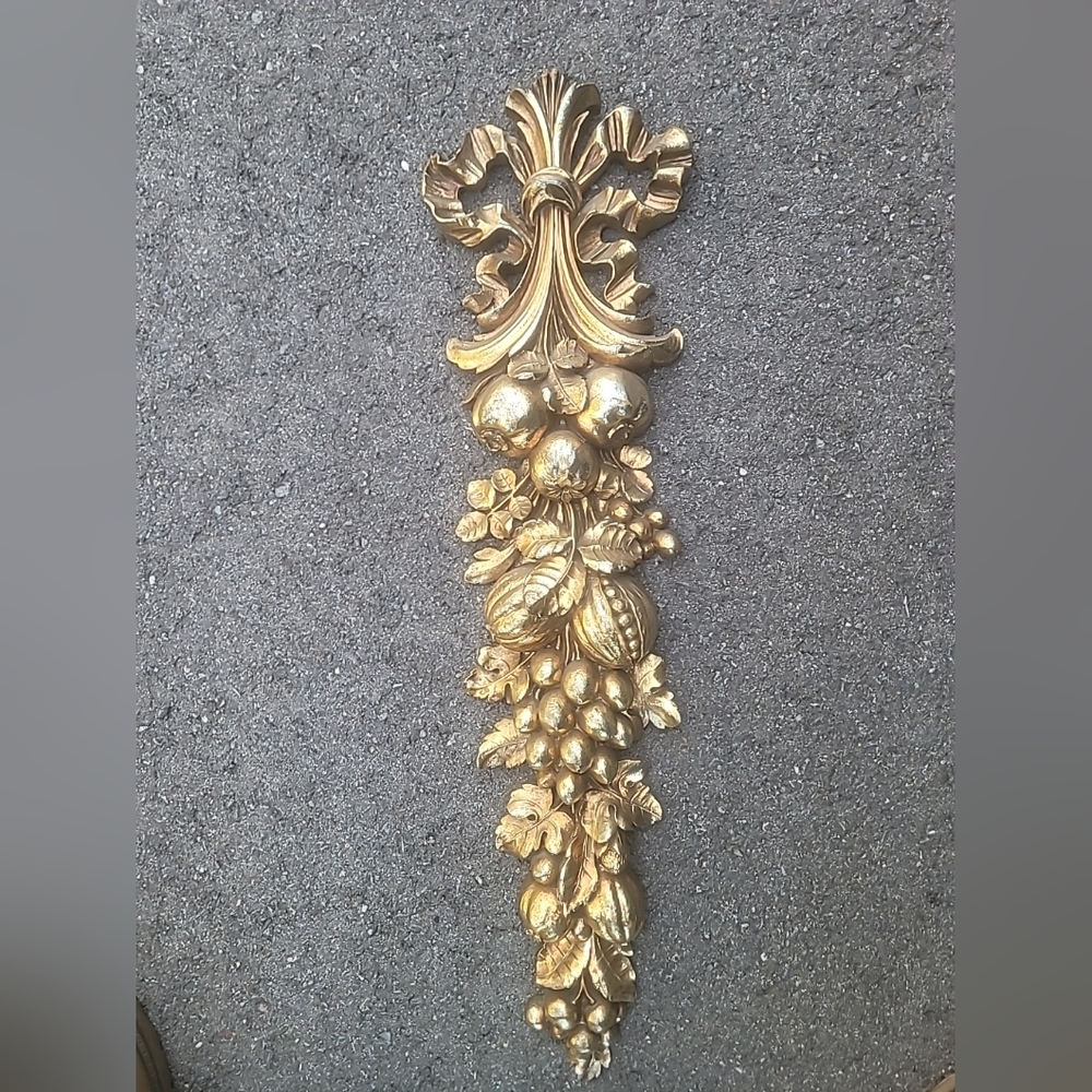 Syroco Gold Fruit and Ribbon 22" Wall Plaque